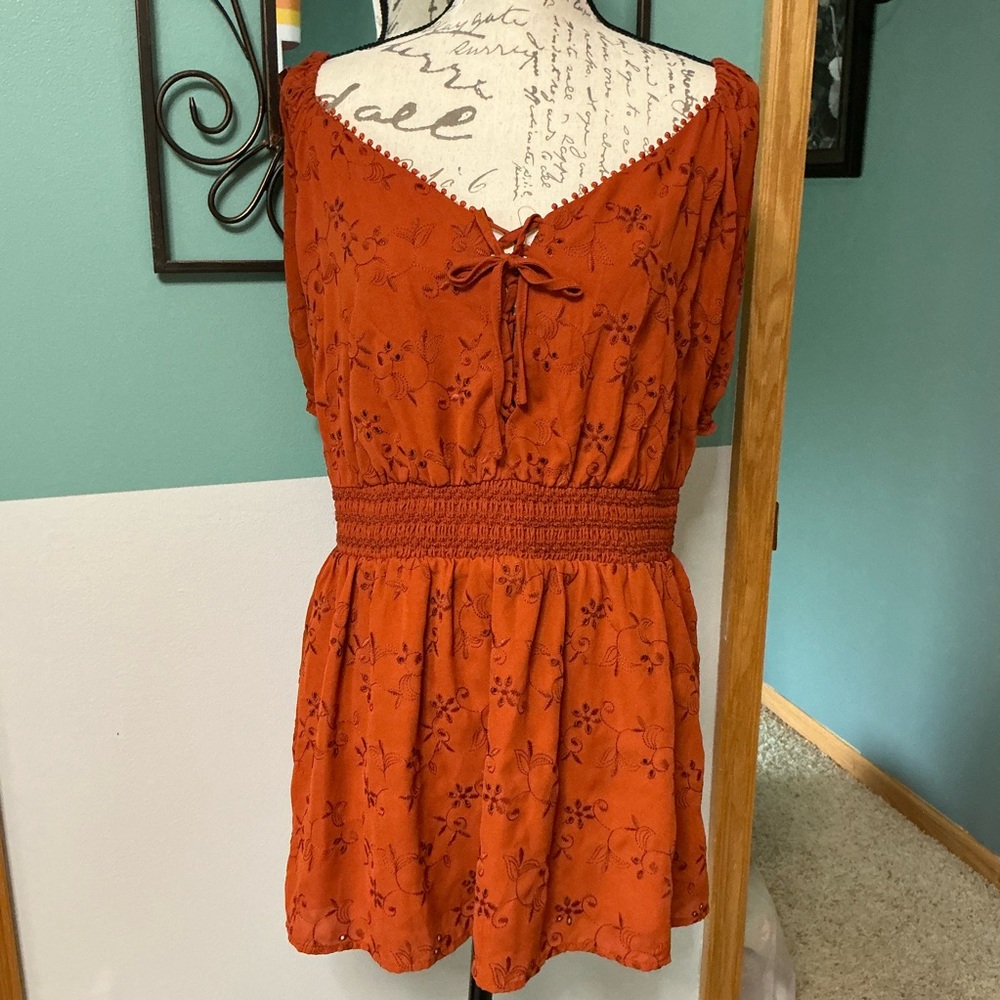Torrid Rust Embroidered Top